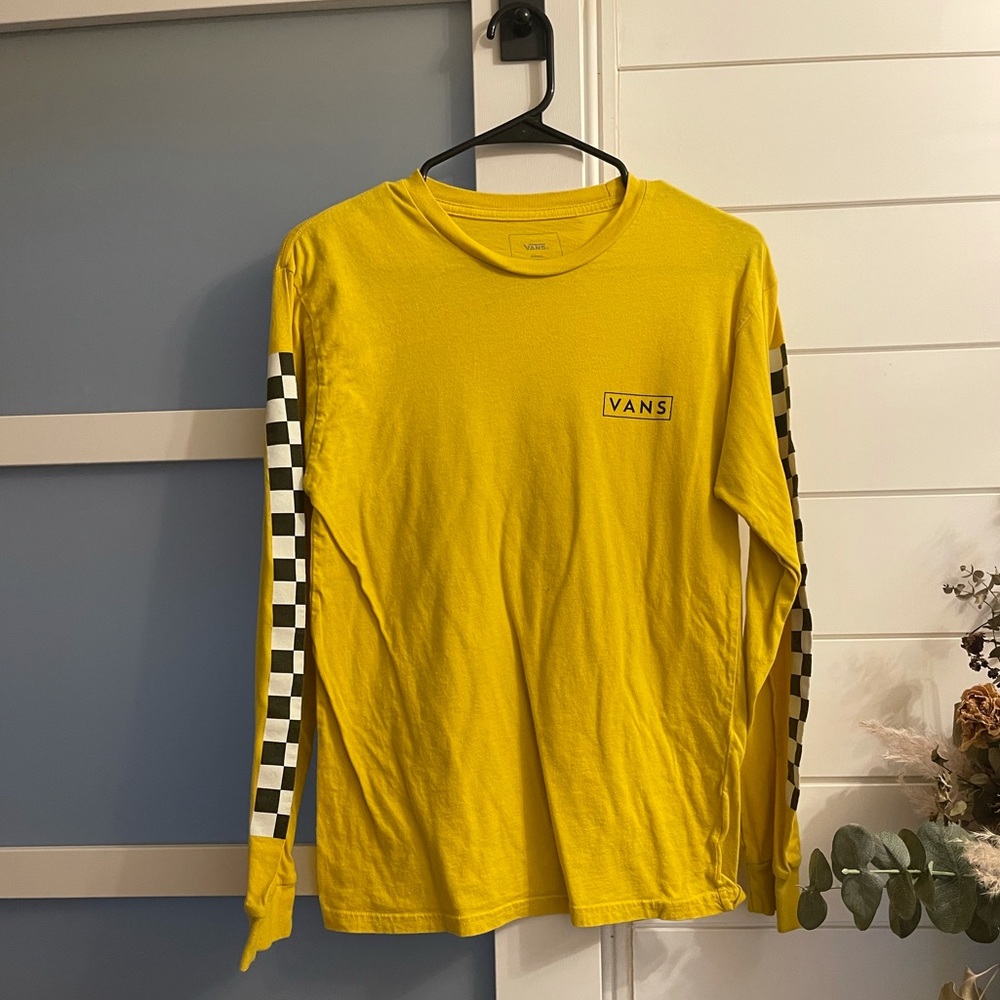 Vans Classic Checkered Yellow Long Sleeve T-Shirt | Size: Small